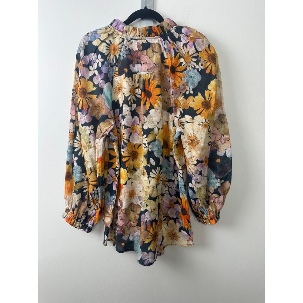 NEW Moxy Anthropologie Maeve Blouse Women S Floral Linen Peasant Ruffle $110 A16 - Picture 6 of 6